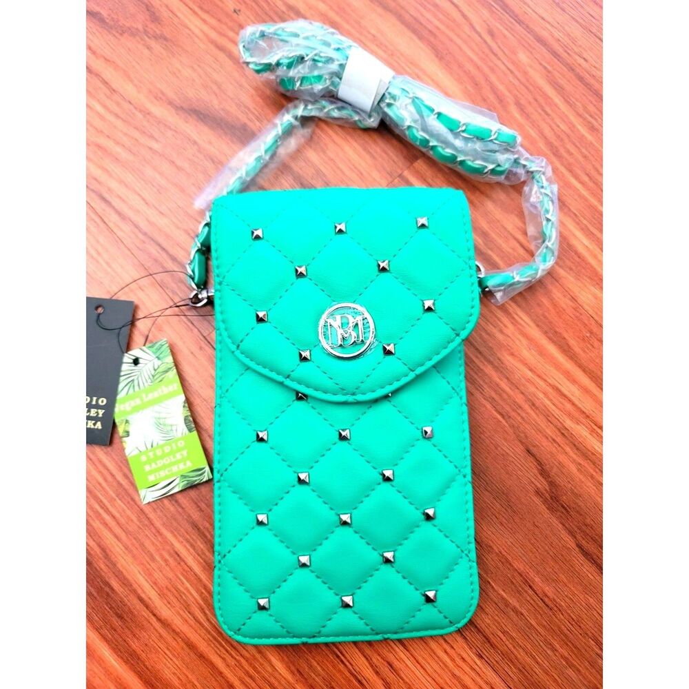Badgley Mischka Quilted Phone Case With Diamond Studs & Chain Strap